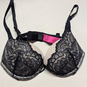 Lace Push-Up Bra Black Shimmer La Senza Hello Sugar Pushup Bombshell 32a